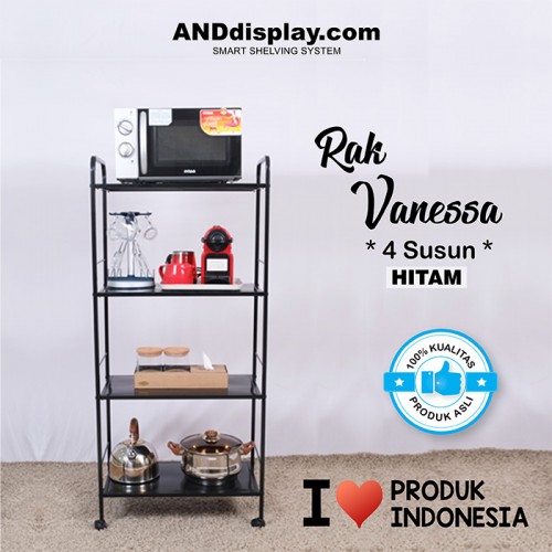 RAK VANESSA 4 SUSUN HITAM & PUTIH